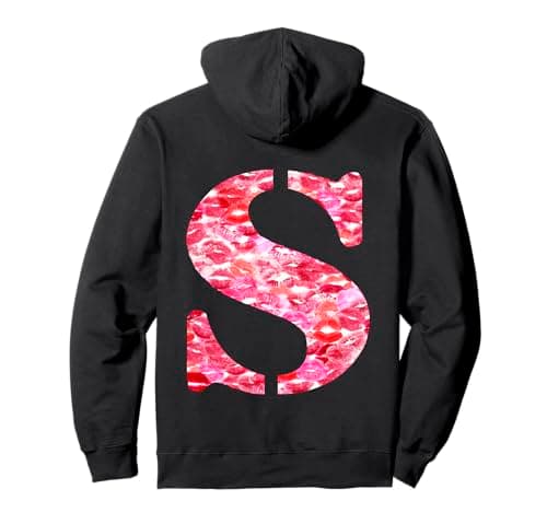 Image of Back Print Only - Lipstick Kisses For Boyfriend Letter S Pullover Hoodie