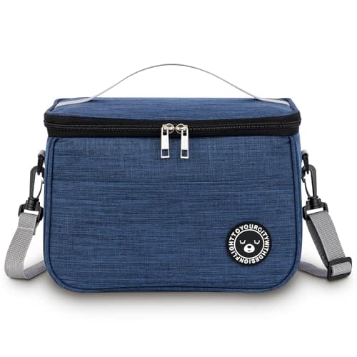 Image of BEHONA 9L Insulated Lunch Bag for Adults, Foldable Cooler Bag with Oxford Fabric & Aluminum Foil Lining, Office Gym Commute Lunch Tote (Blue)