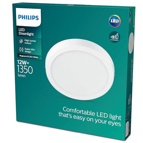 Image of Philips LED Magneos Slim Surface Mount Round Downlight 4000K 12W [Cool White - White] For Indoor Lighting, Livingroom and Bedroom
