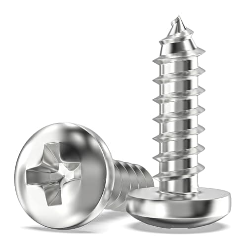 Image of Valorada 50Pcs M6 Screws for Wood, Metal, Plastic, M6 x 20mm Button Head Self Tapping Screws, Phillips Drive, 304 Stainless Steel, Full Thread