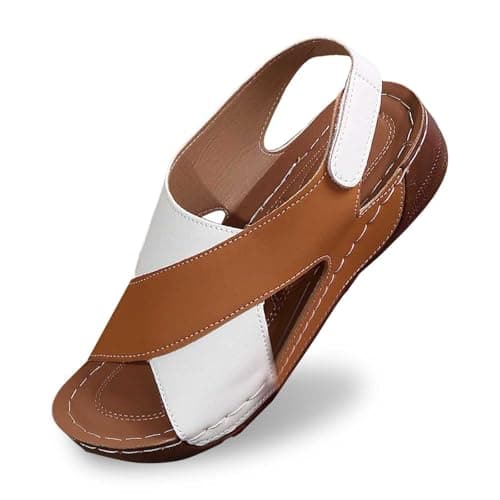 Image of Generisch Women's Summer Fashion Leather Open Wedge Sandals Comfortable Breathable Non-Slip Shoes, brown, 5 UK
