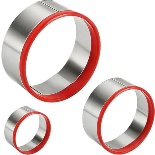 Image of 3-Piece Round Biscuit Cutter Set – 3″, 4″, 5″ Stainless Steel Cutters with Red PVC Safety Edges – Durable Multi-Purpose Baking Tool (7.6cm, 10.2cm, 12.7cm)