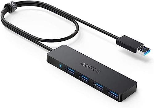 Image of Anker 4-Port USB 3.0 Hub, Ultra-Slim Data USB Hub with 2 ft Extended Cable [Charging Not Supported], for MacBook, Mac Pro, Mac mini, iMac, Surface Pro, XPS, PC, Flash Drive, Mobile HDD