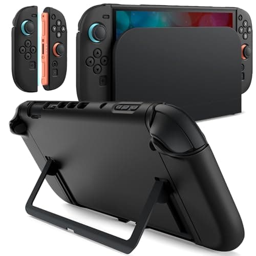 Image of JETech Slim Dockable Case for Nintendo Switch 2 (2025) 7.9 Inch, Soft TPU Grip Cover for Joy-Con Detachable, Matte Carrying Protective PC Back Shell, Anti-Scratch (Black)