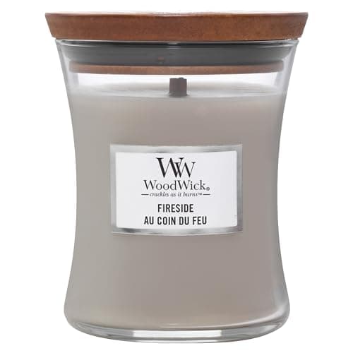 Image of WoodWick Scented Candle with Crackling Wick | Fireside Mini Hourglass Candle | Up to 20 Hours Burn Time | Perfect Gifts for Women