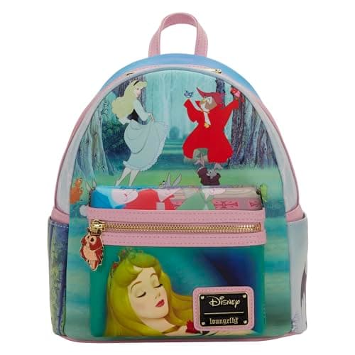 Image of Loungefly Disney Sleeping Beauty Princess Scene Womens Double Strap Shoulder Bag Purse, Multi, One Size, Disney Sleeping Beauty Mini Backpack
