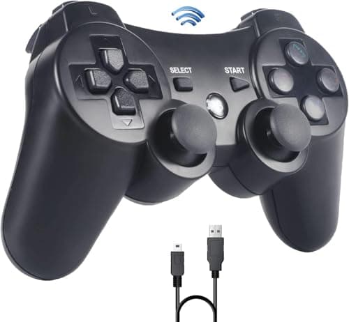 Image of Sefitopher Wireless Controller for PS3, Bluetooth Gamepad with DualShock & Charging Cable, Compatible with PlayStation 3 (Black)