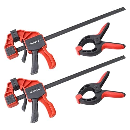 Image of Gunpla 305 mm(12 in) Ratchet Bar Clamps Set, 440 mm Woodworking Spreader, 68 kg(150 lbs) Load, One-Handed Quick Grip Release and Clamp, with Spring Clamp Tools for Woodwork and DIY