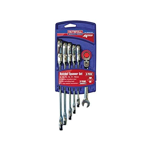 Image of Faithfull FAISPARAT6S Flex Head Ratchet Combination Spanner Set (Pack of 6)
