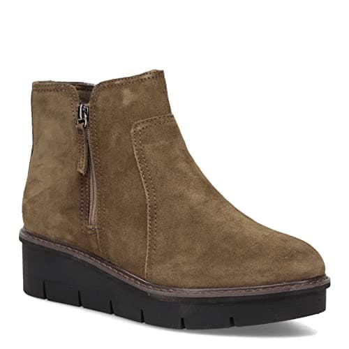 Image of Clarks Women's Airabell Vibe Ankle Boot, Dark Olive Suede, 4 UK