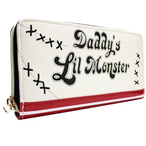 Image of DC Harley Quinn Joker Daddys Lil Monster Purse Tri-Fold Coin Pocket & Card Holder, White