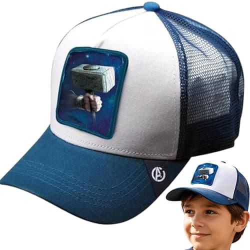 Image of SRV Hub Thor Curved Brimmed Cap for Boys, Soft 100% Curved Cotton Adjustable Baseball Hat with Breathable Mesh, Sun Protection Cap for Outdoor Activities and Everyday Wear