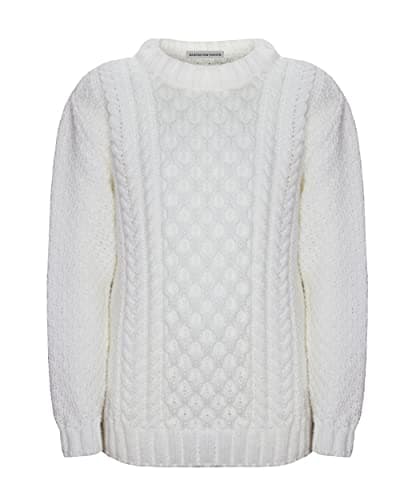 Image of New Unsex Kids Girls Boys Aran Knit Long Sleeve Knitted Jumper Sweater Pullover Top Size 3years to13 Years (as8, Age, 13_Years, Regular, Cream)