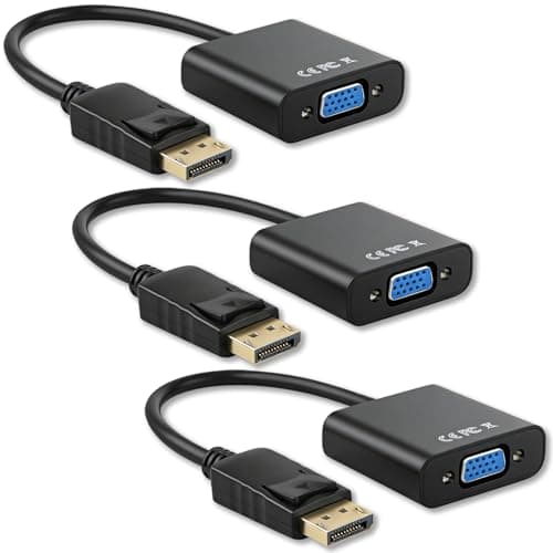 Image of Topcloud DisplayPort (DP) to VGA Adapter, DP to VGA Converter Male to Female Gold-Plated Cord for PC, Laptops, Displays, Monitors, Projectors and More (3 pack)