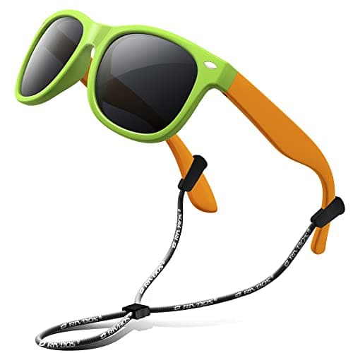 Image of RIVBOS Kids Sunglasses Polarized Rubber UV Protection with Glasses Strap for Boys Girls Baby and Children Age 3-10 RBK004-2