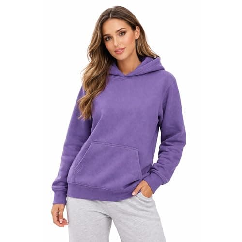 Image of The Fancy Dress Hoodies for Men & Women UK - Unisex Plain Pullover Hooded Sweatshirt long Sleeve Inside Fleece Hoodie Top For Gym Work Running, S (s), Lavender