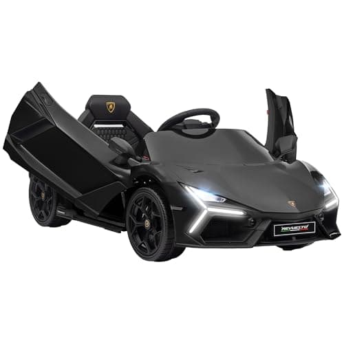 Image of AIYAPLAY Lamborghini Revuelto Licensed Kid Electric Car, 12V Kids Electric Ride On with Butterfly Doors, Suspension, Remote Control, LED Lights, Horn, USB, MP3 for 3-5 Years, Black