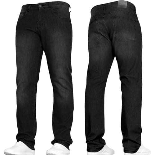 Image of SMITH & JONES New Mens Stretch Straight Leg Classic Regular Fit Basic Denim Jeans by JEANBASE Black Wash 36W X 32L