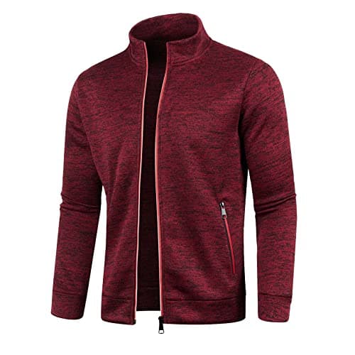 Image of Generic Men's Full Zip Jumper - Lightweight Long Sleeve Zip Up Sweatshirt Pullover Tops For Gym Fitness, Casual Wear - Wine, Size M