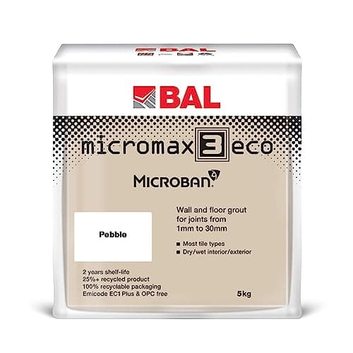 Image of Bal Micromax3 Eco Grout Wall & Floor Grout, Rapid Set, Antimicrobial, Suitable For Interior & Exterior 5KG Bag - Pebble