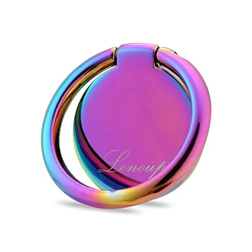 Image of lenoup Rainbow Cell Phone Ring Stand Holder,Purple Multicolor Ring Grip Kickstand,360 Rotation Metal Finger Ring for Almost All Phones,Pad