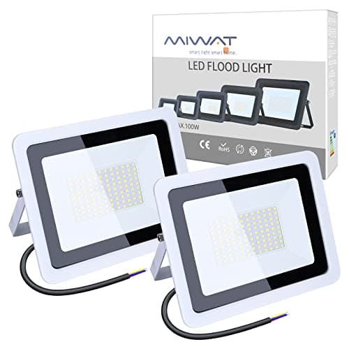 Image of Ubanner (2 Pack 220V LED Flood Light,Cool White, IP68 Waterproof Super Bright Security Lights, Outdoor Floodlight for Yard, Garden, Playground, Basketball Court [Energy Class A+] (100W)
