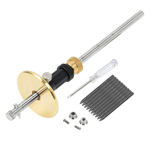 Image of Newkiton Wheel Marking Gauge Plus with Micro Adjust Function, 1 Bearing Wheel Cutter, 1 Locked Wheel Cutter, 1 Metal Pin, 10 Woodworking Pencils, 1 Screwdriver Included (Black)