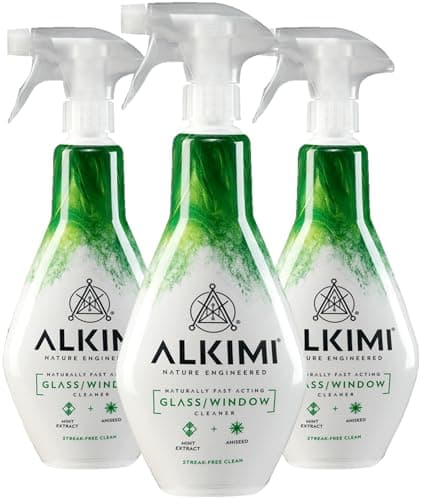 Image of ALKIMI Glass & Window Cleaning Spray, Pack of 3 – Powerful Cleaning, No Harsh Chemicals, with Natural Mint Extract & Aniseed