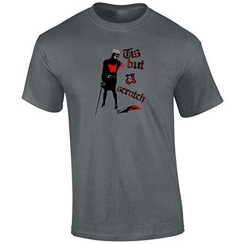Image of Crown Designs Tis But A Scratch Comedy Movie Film Inspired Premium Quality Regular Fit T-Shirt Top for Men and Teens - Charcoal/Large