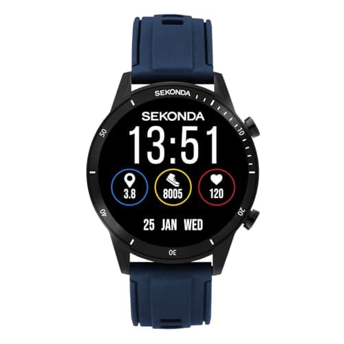 Image of Sekonda Active Go Smart Watch in Black with Blue Silicone Strap