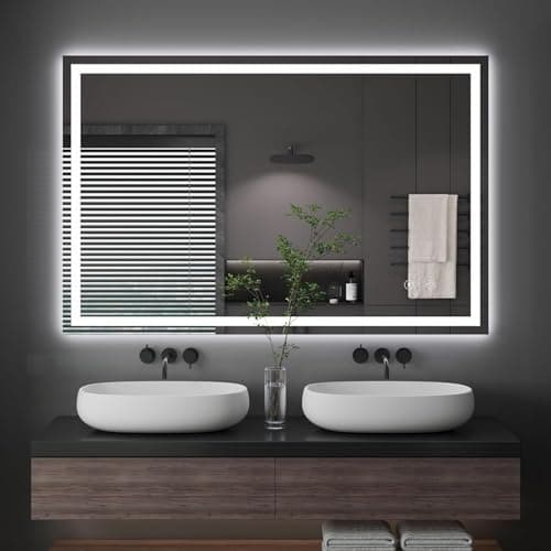 Image of Dripex Bathroom Mirror with LED Lights, 800 * 1200 MM Illuminated Bathroom Mirror Wall Mounted Vanity Mirror, Bathroom Light Mirror with Demister Pad, Horizontal/Vertical