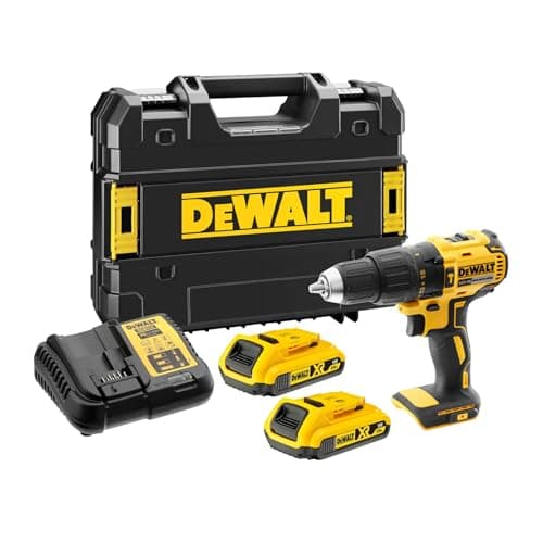 Image of DEWALT XR 18V Brushless Combi Drill Driver, Compact Cordless Hammer Drill with 2 x 2Ah XR Li-Ion Batteries, Charger, Kitbox, High Torque, LED Light, Versatile Performance - DCD778D2T-QW