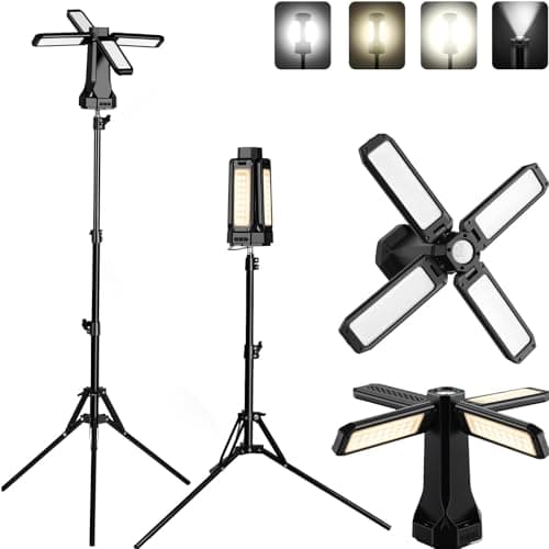 Image of eSynic Rechargeable Telescopic Camping Light with Detachable Tripod Magnetic Portable Camping Lantern Lamp Dimmable LED Work Light with Torch&SOS Strobe for Outdoor Camp,Garage,Power Outages Emergency