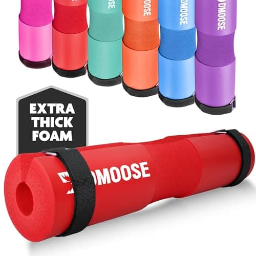 Image of DMoose Fitness Barbell Pad - Non-Slip EVA Foam Squat Pad with Safety Straps for Hip Thrusts, Squats & Lunges - Relieves Neck, Shoulder & Back Pressure for Standard & Olympic Bars