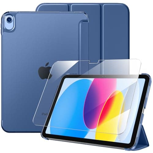 Image of drivego Case with Screen Protector for iPad A16 11th 10th Generation (2025/2022, 11/10.9 Inch), Slim Hard Translucent Back Full Protective Smart Cover for iPad 11, Auto Sleep/Wake, Sea Blue