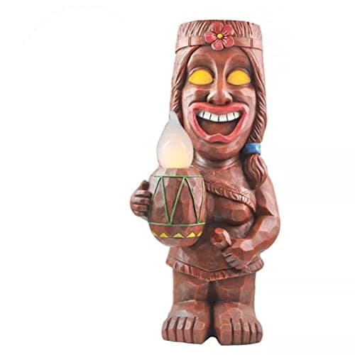 Image of KENANLAN Tiki statue Solar Powered LED Tiki Light 15CM Solar Totem Figurine Ornaments LED Garden Light Decoration Crafts for Porch Lawn Trail (b)