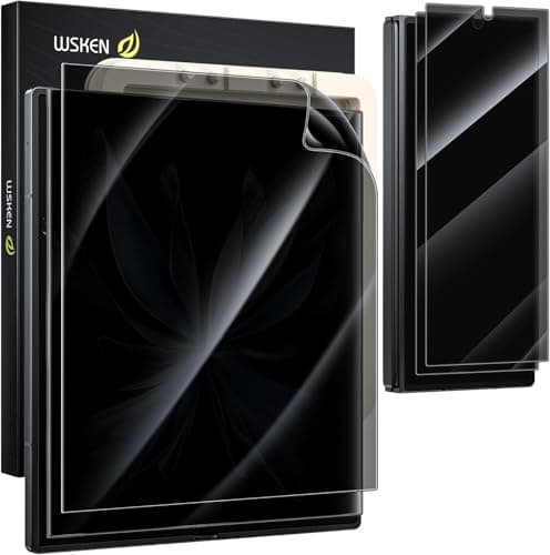 Image of WSKEN for Samsung Galaxy Z Fold 6 Privacy Screen Protector,[Easy Auto Align Install][Bubble Self-extinction] Inside Soft TPU Film + Front 9H Tempered Glass,Anti Fingerprint,Anti Scratch,2 Pack
