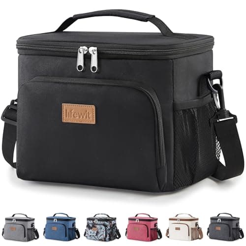 Image of Lifewit Insulated Lunch Bag for Men, Thermal Lunch Box for Women Cool Bag, Reusable Leakproof Lunch Tote Bag with Adjustable Shoulder Strap for Adult for Work/Picnic/Beach, Black, 9L 12 Can