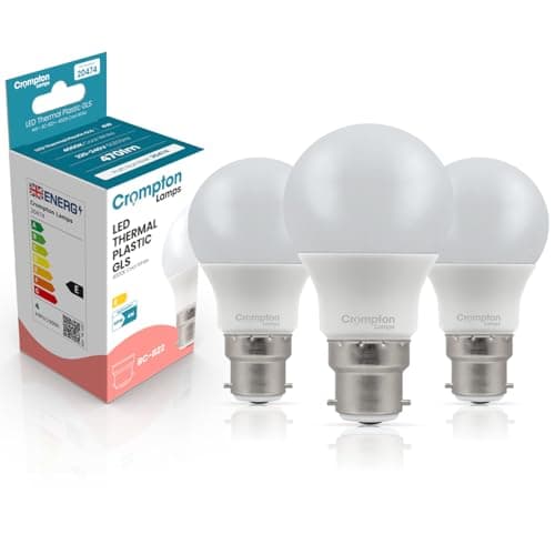 Image of Crompton Lamps GLS LED Light Bulb BC-B22d | 4W = 40W Equivalent | Cool White 4000K | Energy Efficient | Bayonet Lightbulb | Long Life 15,000-Hrs | 3-Pack