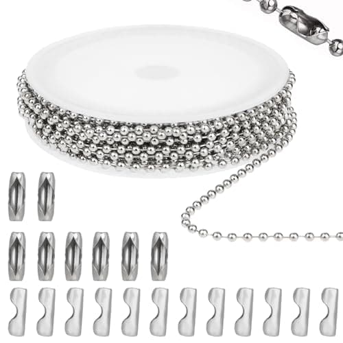 Image of Molain Stainless Steel Ball Chain, 16.4 Feet Silver Ball Chain with 20 Matching Connectors Chains Jewelry Making Supplies DIY for Dog Tag Necklace Earring Bracelet Findings Craft Kit