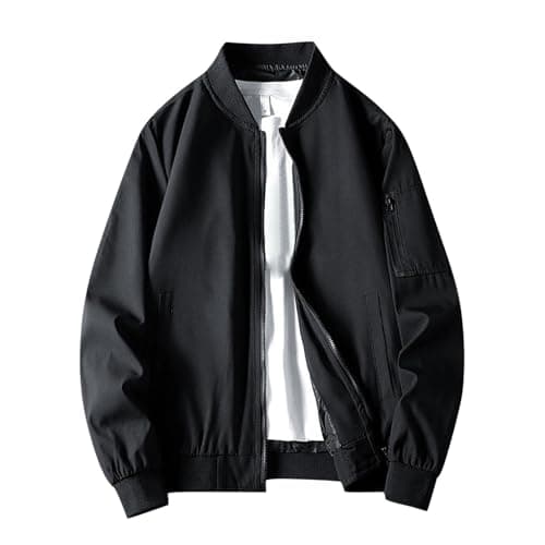 Image of Generisch Men's Winter Jacket, Casual Jacket, Stand-Up Collar, Zip Cardigan with Side Sleeves, Zip Design, Business Jacket, Casual, Loose, Comfortable Jacket, black, 4XL