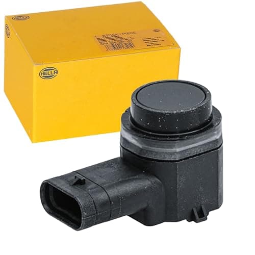 Image of HELLA 6PX 358 141-471 Sensor, parking distance control - angled - 3-pin connector - Plugged - Paintable - with fastening ring