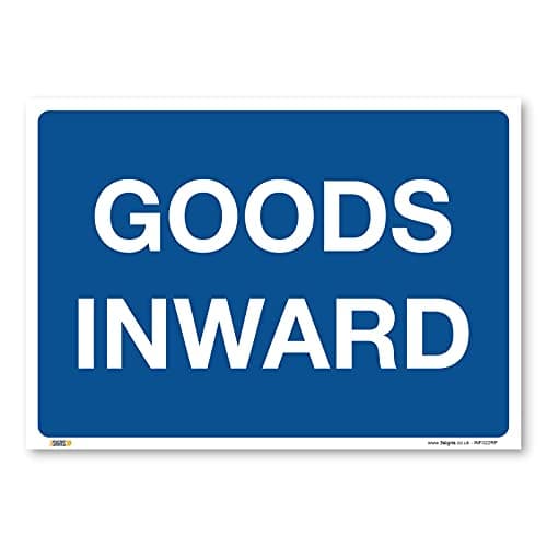 Image of Goods inward, A3 420x297mm, PVC Rigid Plastic, Deliveries access, Warehouse Information Safety Signs
