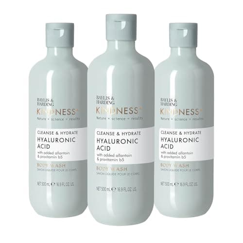 Image of Baylis & Harding Kindness + Plant Hyaluronic Acid, Pear & Orange Blossom Fragrance, 500 ml Cleanse & Hydrate Body Wash (Pack of 3) - Vegan Friendly