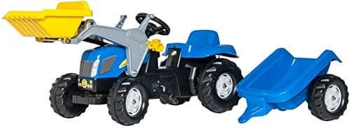 Image of Rolly Kid New Holland Pedal Power Ride-On Tractor with Frontloader and Trailer for Children