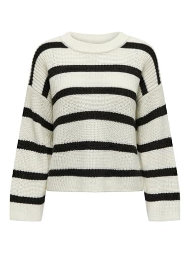 Image of JDY Womens Jdyjusty L/S Stripe KNT Noos Jumper Sweater, Eggnog, XS UK