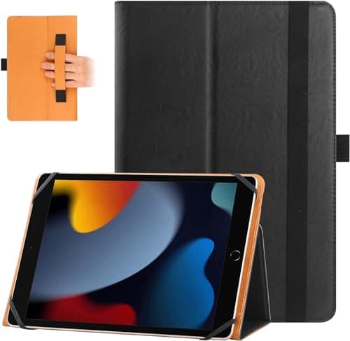 Image of HGWALP Universal Case for 9"-11" inch Tablet, Folio Protective Case Cover with Stand Function and HandStrap,Suitable for 9",9.7",10", 10.1", 10.5", 11.1" Tablet,Black