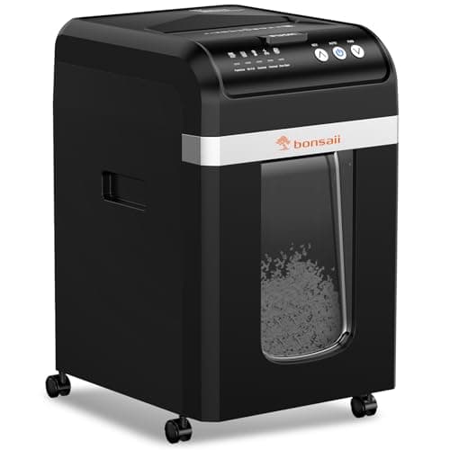 Image of Bonsaii 200-Sheet Auto-Feed Shredder, P-4 Micro-Cut, 60-Min Continuous Run, 31L Bin, Heavy-Duty Low Noise Shredder with 12pcs Lubricant Sheets for Office Use, C283-A