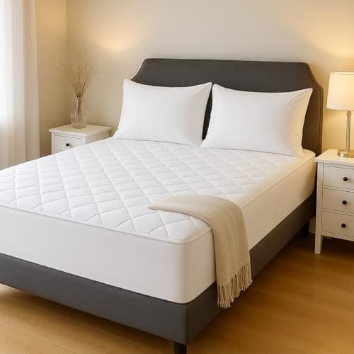 Image of Acrali Home Quilted Double Mattress Protector, UltraSoft 3-Layer Design with Deep Fitted Skirt, Breathable & Anti-Allergy – Machine Washable Bed Cover (137x190+35cm)
