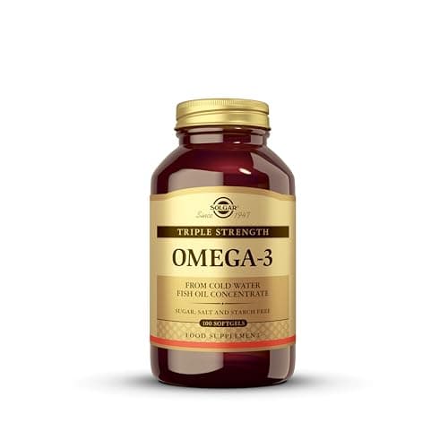Image of Solgar Triple Strength Omega 3, Supports Brain and Eyes, Heart Health Friendly, Fish Oil, Brown, 100 Count (Pack of 1)